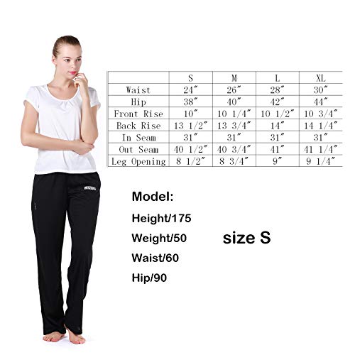 cenfor Womens Black Sweatpants with Pockets No See Through Stretch Fitness Pants Daily Pant Loose Drawstring Jogger Size Large