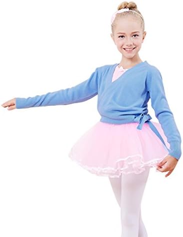 Kids Girl Dance Sweater Ballerina Long Sleeve Knit Wrap Top Ballet Cardigan Age 4-12Y