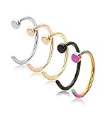 REVOLIA 18G 5Pcs Stainless Steel Nose Rings Hoop Body Piercing Jewelry 8MM