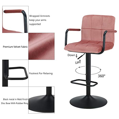Duhome Bar Stools Modern Velvet Swivel Adjustable Hydraulic Bar Chairs