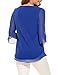 ACEVOG Women's Solid Loose Casual Cuffed 3/4 Sleeve Blouses (Blue L)