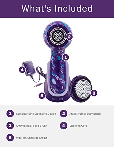 Michael Todd Soniclear Elite Antimicrobial Facial Cleansing Brush System, 6-Speed Sonic Powered Exfoliating Face Brush & Body Brush