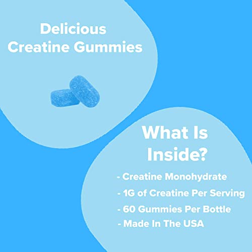 Bizi CREATINE Gummies for Men & Women 1000mg per Serving Blue