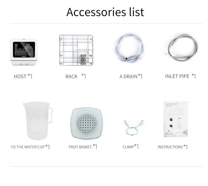 AooDen Portable Dishwasher Countertop Dishwasher with 5L Built-in Water Tank, No Hookup Needed, 5 Washing Programs, Air-dry Function, Fruit Washing, Delay Function, Mini Dishwasher for Apartment, RVs