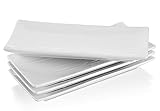 Lifver 10-inch Porcelain Serving Platter/Rectangular Plates, White, Set of 4