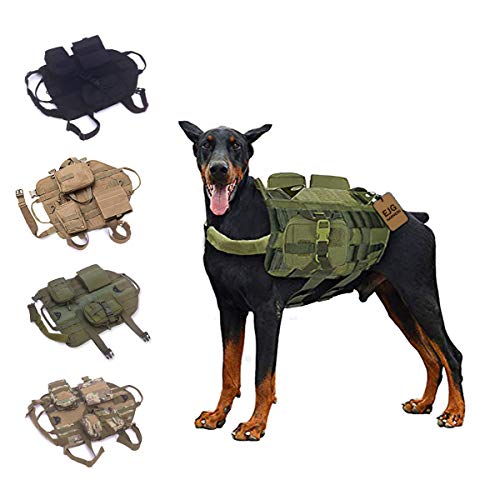 EJG Tactical Dog Molle Harness, with 3 Detachable Pouches & Velcro Area, No Pulling Design, Comfy Mesh Padding, Service Dog, Military Training, Hunting, Vest for Medium & Large Dog - Thumbnail 6