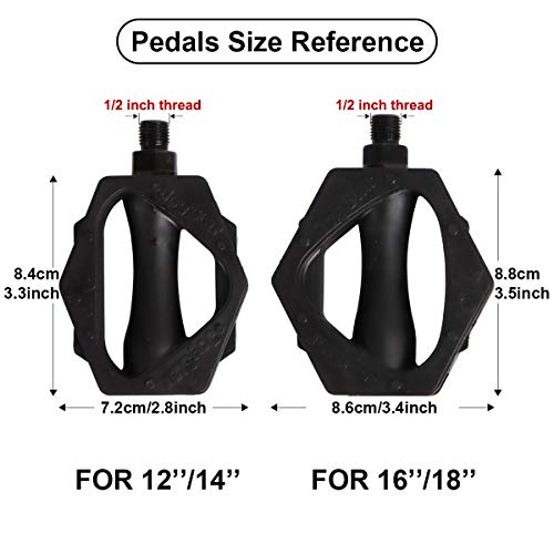 DRBIKE Replacement Kids Bike Pedals 1/2 Inch Thread for 12 14 16 18