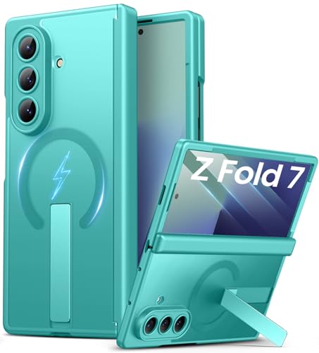 Vihibii for Samsung Galaxy Z Fold 7 Case with Front Screen Protector, Slim Profile with Kickstand, Compatible with MagSafe, Military Grade Drop Protection Phone Cover Case for Samsung Z Fold 7, Teal