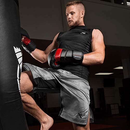Hayabusa Mens Hexagon Board Style Workout and MMA Training Shorts - Grey, Medium