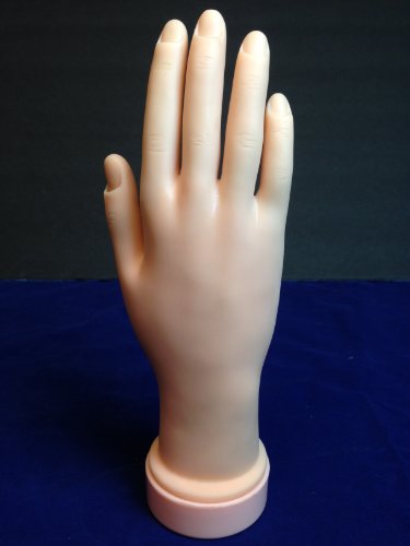 Beauticom Practice Flexible Mannequin Hand Display with Soft Hand Fingers (Base Stand Model C)