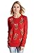 V28 Women's Christmas Reindeer Snowflakes Sweater Pullover (Tag S (US size 6), Red-3D-Nose)