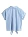 Floerns Women's Short Sleeve Embroidered Shirt Tie Front Top Blouse Denim Blue One Size