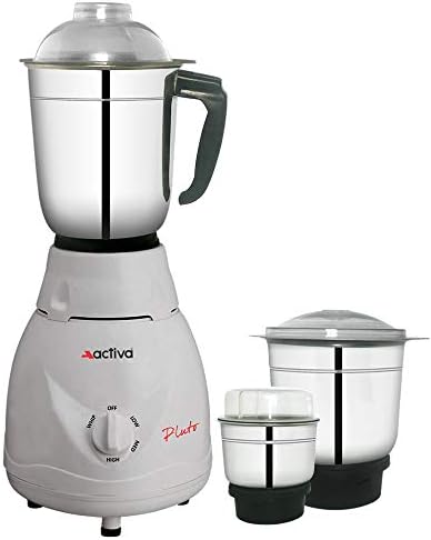 ACTIVA Pluto PRO 500WATTS Full ABS Body 3 Jars Mixer Grinder (White)