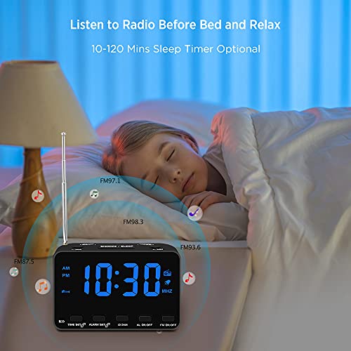 DreamSky Alarm Clock Radio for Bedroom Small Digital Clock with USB