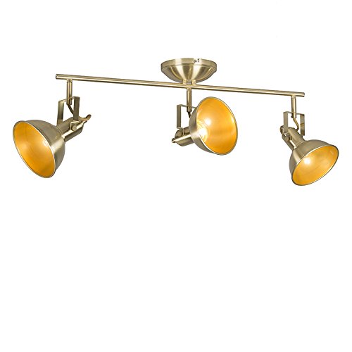 Qazqa Country Spotbar Spotlight Ceiling Bar Tommy 3 Gold Oblong