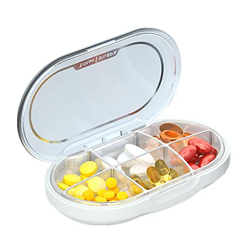REOOHOUSE-Pill-Organiser-Portable-Travel-Tablet-Medicine-Vitamin-Pill-Organizer-Box-for-Purse-or-PocketTritan-Material-White