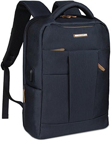 Business Slim Durable Computer Backpack with USB Charging port Travel Anti Theft Laptop Backpack Water Resistant College School Shoulder Computer Bag for Men Women Fits 15.6 Inch Notebook(Blue Black)