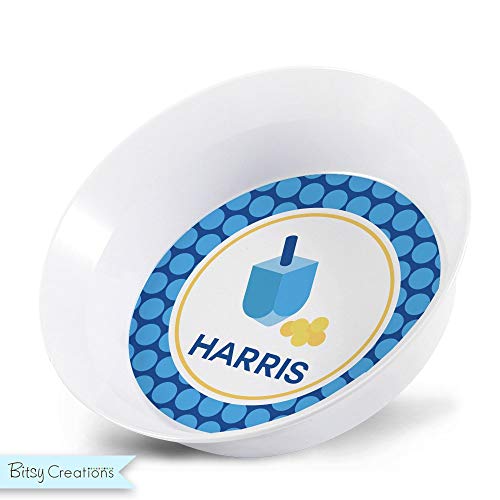 Hanukkah Melamine Bowl and Plate Set Personalized with Child's Name