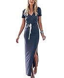 Women's Sexy V Neck Casual Beach Club Maxi Dresses Summer Party Long Dress