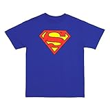 Superman Classic Shield Logo Big Boys T-shirt - Blue (Youth Medium (10-12))