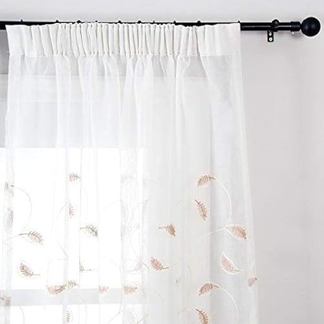 Nvfshreu Top Finel Embroidered Voile Curtains Ruffle Curtain