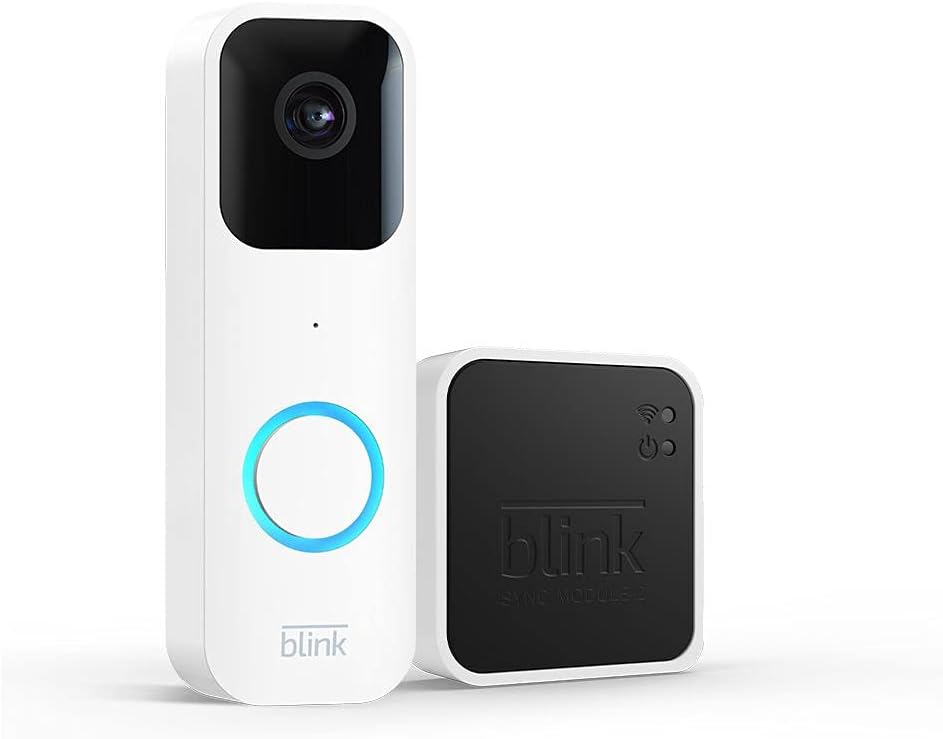 Blink Video Doorbell + Sync Module 2 Twoyear battery life, Twoway audio, HD video, motion