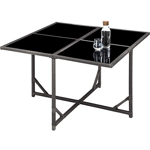 tectake Lounge Möbel Set aus 4X Stühle, 1x Tisch, 4X Hocker, wetterfest und platzsparende Cube Aufbewahrung inkl. Schutzhülle, Outdoor Rattan Gartenmöbel für Balkon, Garten und Terrasse - grau – Bild 7