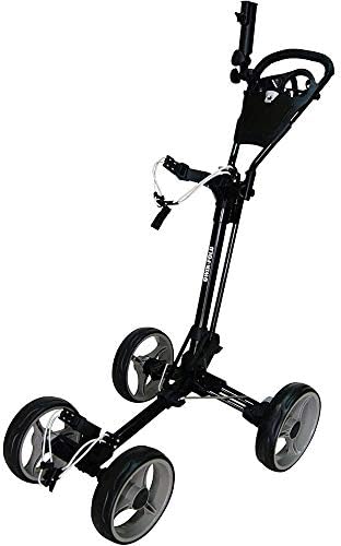 Qwik Fold New 3.0 Deluxe 4 Wheel Push/Pull Cart for Golf Bag – Black/Charcoal Qwik Fold New 3.0 Deluxe 4 Wheel Push/Pull Cart for Golf Bag – Black/Charcoal
