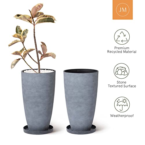 LA JOLIE MUSE Tall Outdoor Planters with Soil Saver Inserts, Large