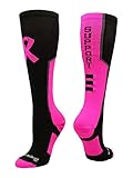 MadSportsStuff Pink Ribbon Breast Cancer Awareness Support Athletic Over The Calf Socks