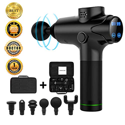 Massage Gun Deep Tissue Percussion Muscle Massager for Pain Relief, Handheld Electric Body Massager Sports Drill Portable Super Quiet Brushless Motor,20 Adjustable Speed (Black)