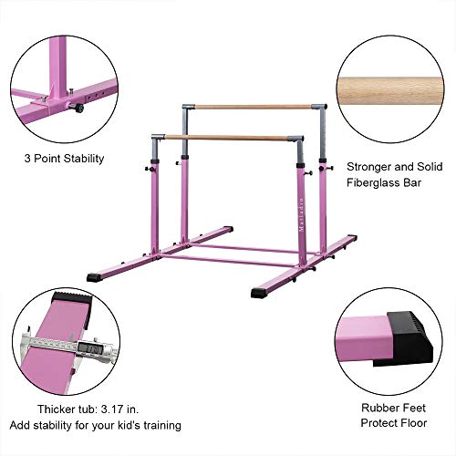 Matladin 3Play Double Horizontal Bars, Gymnastics Bars with Adjustable Height and Width, Upgraded Junior Training Bars for Kids