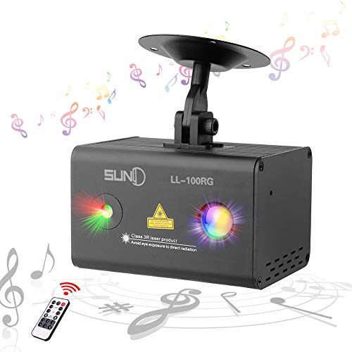 SUNY Mini Party Laser Lights Sound Music Activated Laser Light Show RG Meteor Dots Projector RGB LED Wavy Galaxy Stage Laser Light Indoor Decor DJ Light For Home Disco Bar Night Club Christmas Event