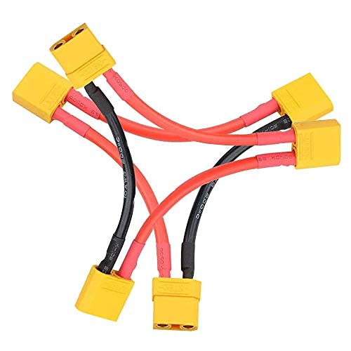 Yiqigou-T 2 Pack XT90 Series 1 Female to 2 Male Connector Adapter, 3.93 Inch, 10AWG, Ideal for RC Battery Helicopter & Quadcopter Charge