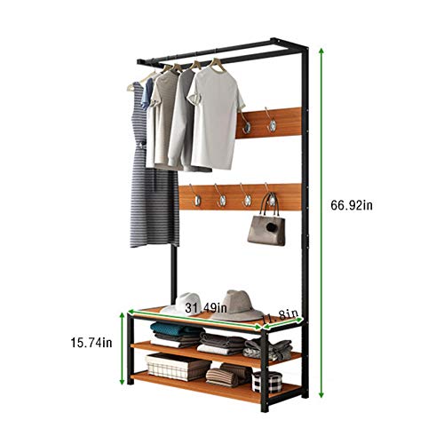 Coat Rack Shoe Bench, Modern Minimalist Multifunction Hall Tree Entrance Channel Storage Rack,3