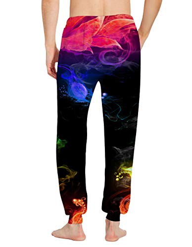 Belovecol Mens Womens Sweatpants Colorful Smoke Graphic Joggers Pants Casual Track Trousers with Elastic Waist Drawstring M - Thumbnail 5