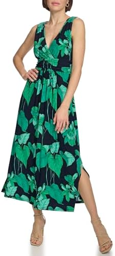 green leaves woman dress tony hilfiger 16 Tommy Hilfiger Beverly Hills Palm Leaf Print Sleeveless Sheath Dress In Multi