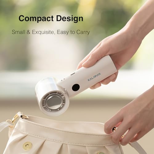 KALAMAN Handheld Portable Fan with Ice Cooler, 5000mAh Rechargeable Personal Fan,[15H Cooling Time] Mini Y Powerful [12000+ RPM] Small Pocket Fans for Travel/Outdoor/Office Quiet Neck Fan (White)