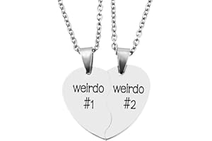 Best Friend Friendship Gifts Necklace for 2 Weirdo 1 Weirdo 2 Necklaces for Bestie BFF Necklace for 2 Matching Heart Gift Nec