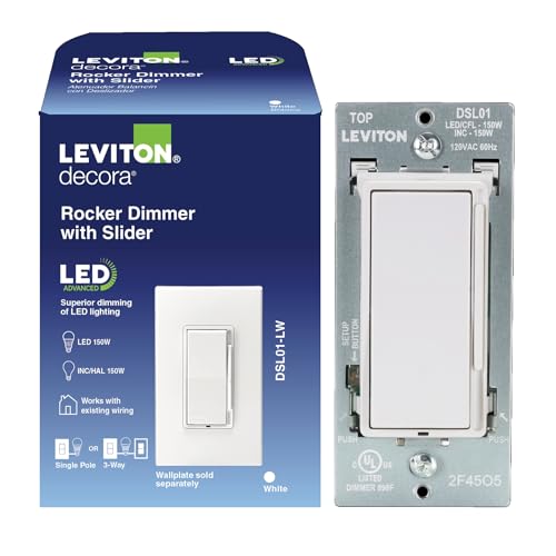 Leviton Decora Slide LED Advanced Dimmer Switch for 150W Dimmable LED, Halogen