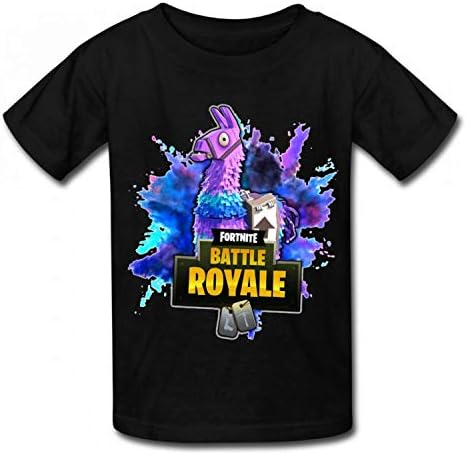 Huoowly Youth Unisex Kids Fort-nite Llama 3D Creative Short Sleeve T-Shirts Black Tees M