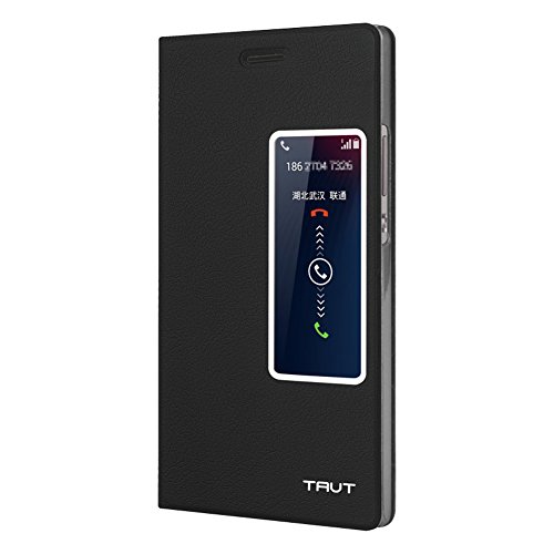Yeuk Huawei Ascend P7 Case,Smart Flip Leather Cover with Auto Sleep Wake-up and Quick Access to Phone Call Function - Black
