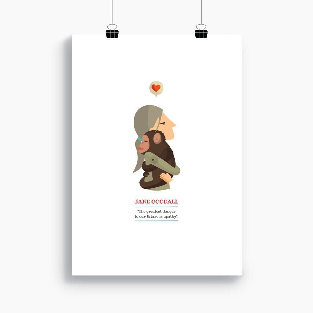 Print “Jane Goodall". Available in two sizes: A4 / A3. Included a quote from Jane Goodall.