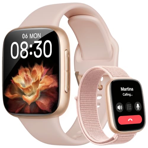 Smartwatch Women Men, 1.85 Inch AMOLED Touch Screen, Fitness Tracker with Bluetooth Calls & AI, Heart Rate, SpO2, Sleep & Women's Cycle Tracking, 100+ Sports Modes, 3ATM Waterproof for iOS & Android