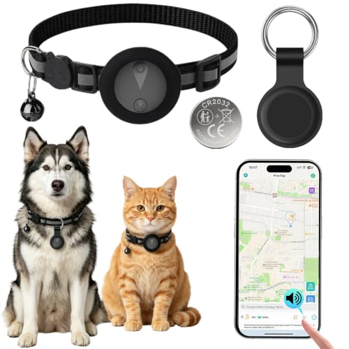 Collier GPS Chat Enregistrement des Trajets sur 7 Jours Collier GPS pour Chien Compatible avec iOS et Android GP S Chien Suivi en Temps RéEl GP S Tracker Traceur pour Animaux éTanche IP67 - Noir