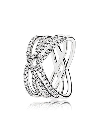 Pandora cosmic lines ring, sterling silver and clear cz…