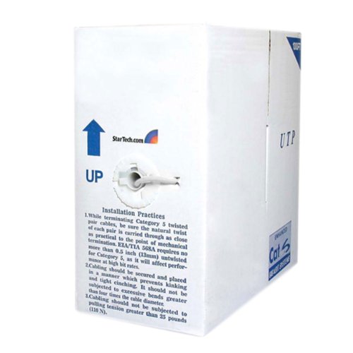 StarTech.com 1000 ft Bulk Cat6 Ethernet Cable - Stranded - CM-Rated for In-Wall Use - Cat 6 UTP Patch Cable - White