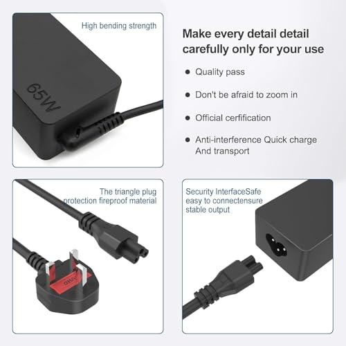MAXPOR 65W USB C Charger Compatible with Lenovo Thinkpad T14 T15 T16 T480 T490 T580 E14 E15 E16 P14s P16s L13 X13 Thinkpad X1 Thinkbook 14 16 Yoga C940 C930 720 Type C Fast AC Adapte Power Cord Supply