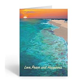 Beach Sunset Christmas Card - 18 Tropical Christmas Cards and Envelopes 41gEbgkjgIL