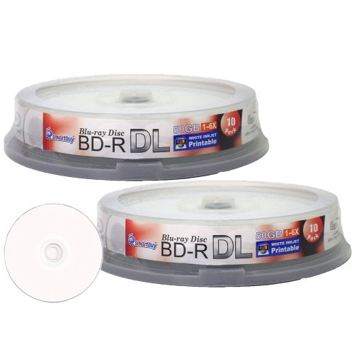 image for Smartbuy 50gb 6x Blu-ray Bd-r Dl Dual Layer Blank White Inkjet Printab